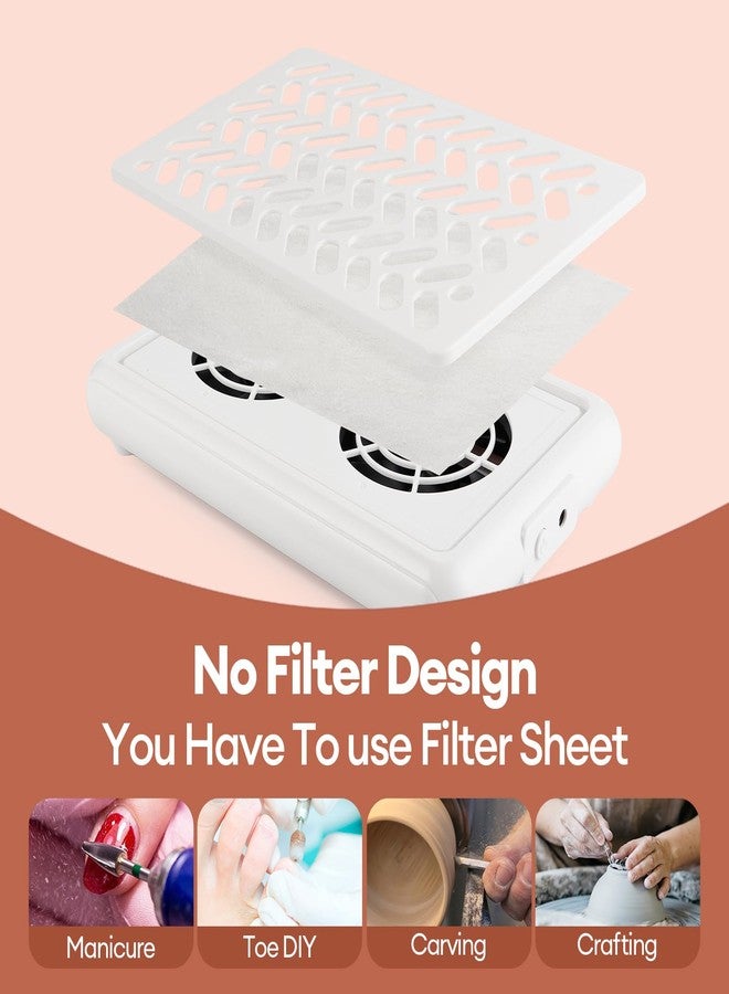 LIARTY Nail Dust Collector: 2 Fans Nail Tech Quiet - Vacuum Nail Fan Dust Collector Vent with Filter Paper Sheets for Nail Art - Professional Nail Tech Supplies - Image 4